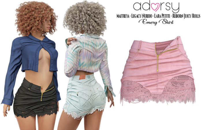 adorsy - Emery Skirt Pink - Maitreya/Legacy-Nerido/Lara Petite/Reborn-Juicy-Rolls