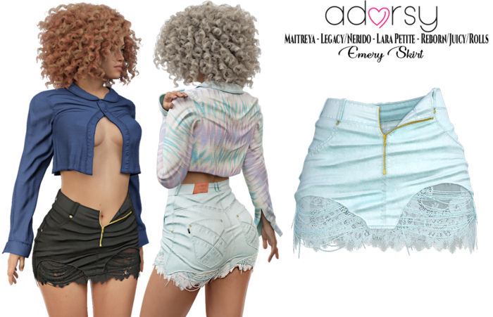 adorsy - Emery Skirt Light Blue - Maitreya/Legacy-Nerido/Lara Petite/Reborn-Juicy-Rolls