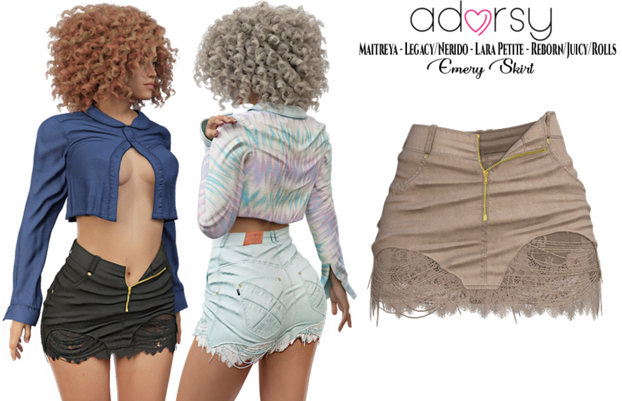 adorsy - Emery Skirt Brown - Maitreya/Legacy-Nerido/Lara Petite/Reborn-Juicy-Rolls