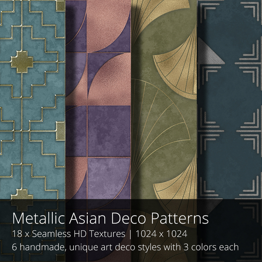 SALE! 18 x Metallic Asian Deco Pattern Textures ~ Crafty Waifu