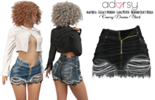 adorsy - Emery Denim Skirt Dark Black - Maitreya/Legacy-Nerido/Lara Petite/Reborn-Juicy-Rolls