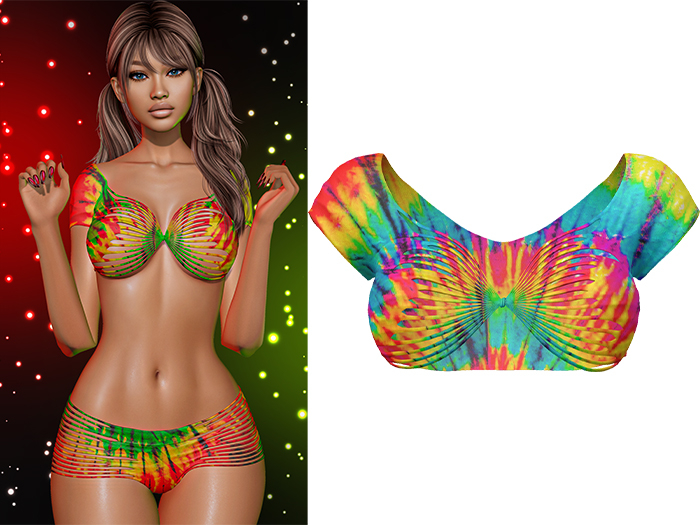 Cherry Ripped Cropped Shirt [Tie Dye Rainbow] - Maitreya Lara (+Petite) • Legacy • Reborn Clothing