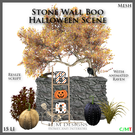 Stone Wall Boo Halloween Scene