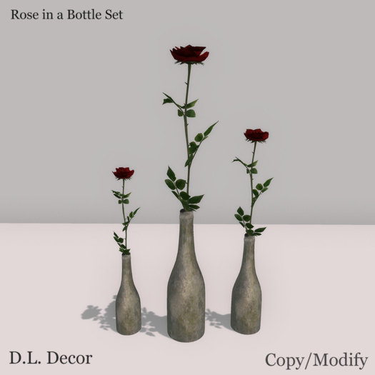 ! D.L. Decor Rose In A Bottle Set Mesh