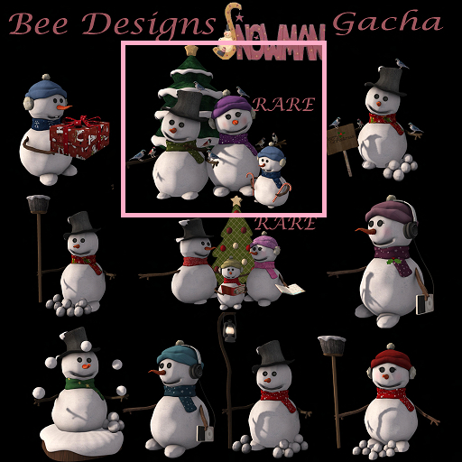 .:Bee Designs:.Snowman Gacha snow Family 1 RARE