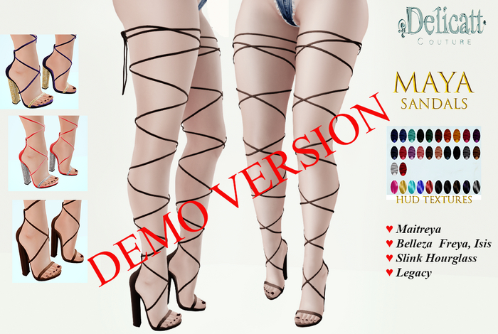 Delicatt couture - DEMO - Maya Sandals with hud colors.