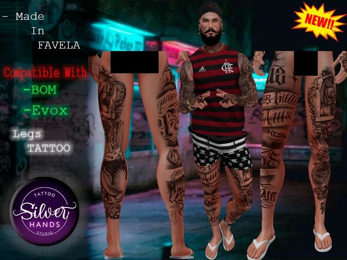 { Silver Hand } Tattoo Legs - Made In Favela