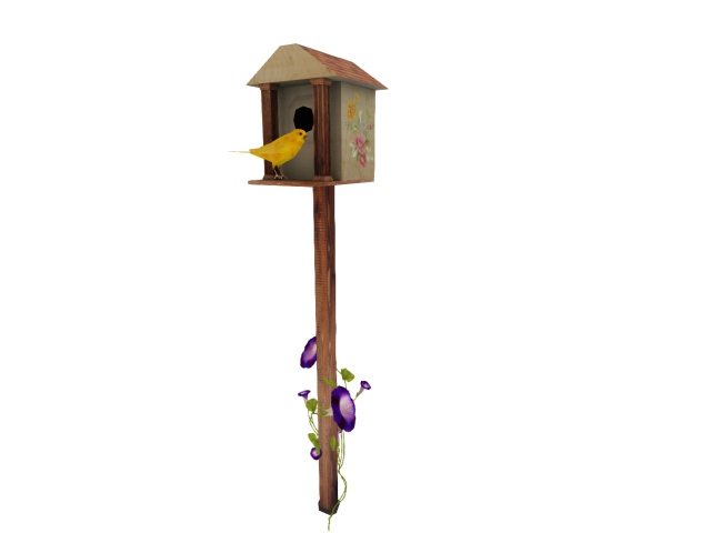 Animated Canary in birdhouse with Morning glories MP