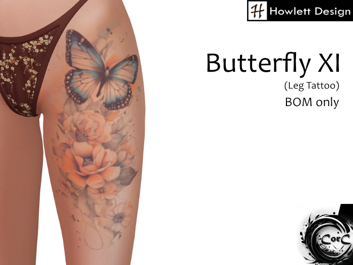 [HDesign] Butterfly XI (Leg Tattoo)