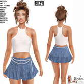 JEAN SKIRT AND CROPPED TOP,MESH BODY