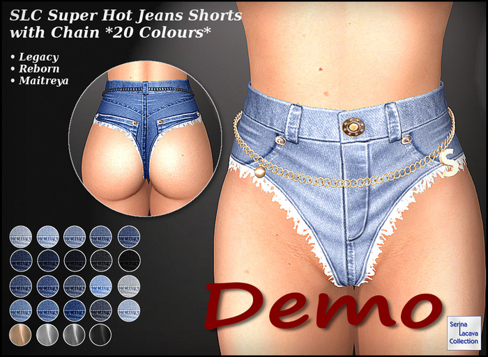 SLC Super Hot Jeans Shorts with Chain *20 Colours* Demo