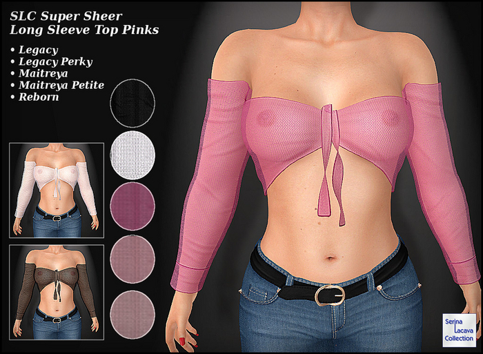 SLC Super Sheer Long Sleeve Top Pinks (unpacked)