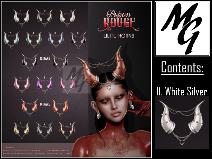 11. POISON ROUGE Lilitu Horns White Silver