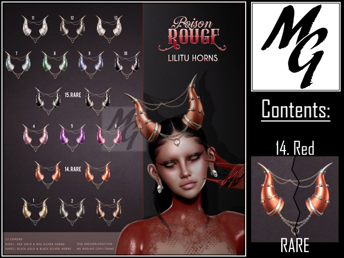 14. POISON ROUGE Lilitu Horns Red RARE