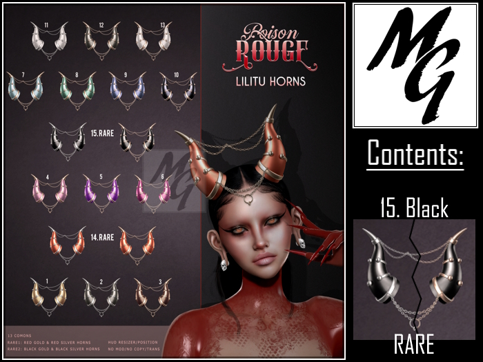 15. POISON ROUGE Lilitu Horns Black RARE