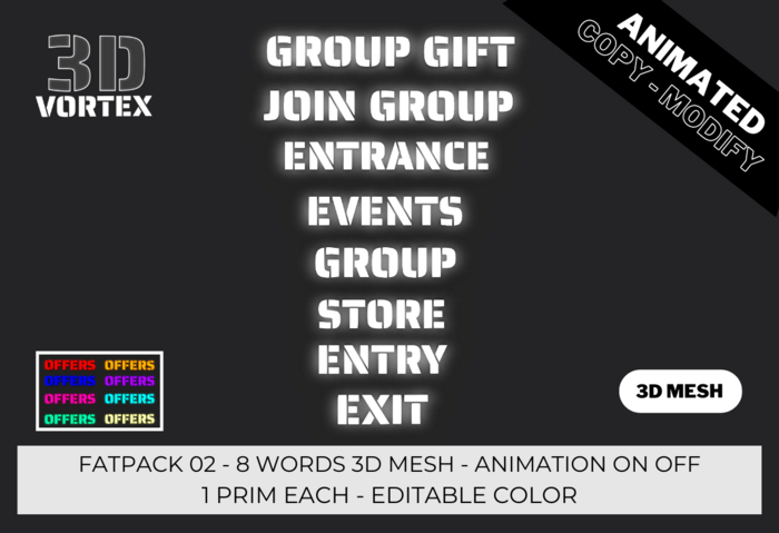 Second Life Rae Letters Second Life Marketplace - FATPACK LETTERS 02 3D MESH - ON/OFF ANIMATION ...