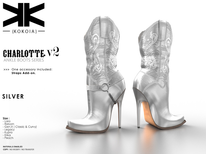Charlotte.v2 :: Ankle Boots :: Silver :: {kokoia}