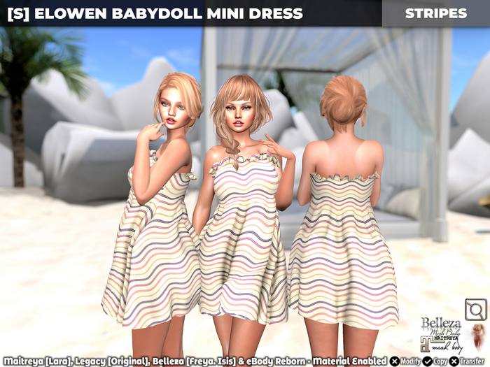 [S] Elowen Babydoll Mini Dress Stripes