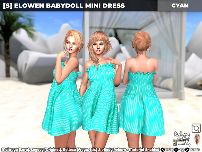 [S] Elowen Babydoll Mini Dress Cyan