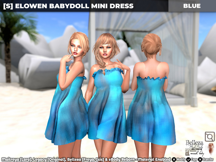 [S] Elowen Babydoll Mini Dress Blue