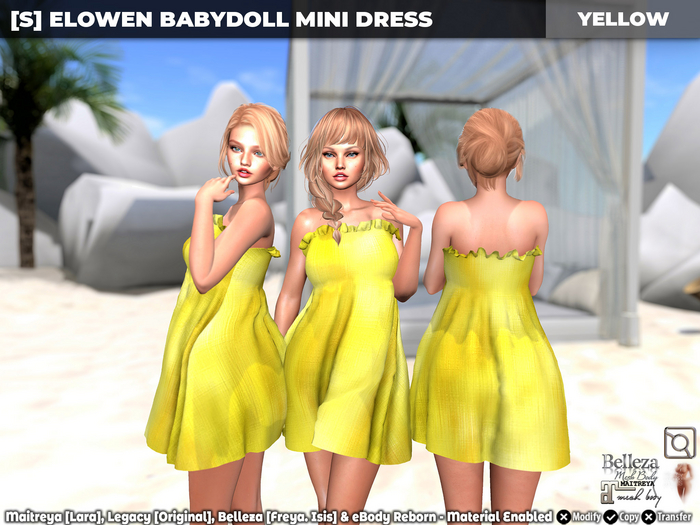 [S] Elowen Babydoll Mini Dress Yellow