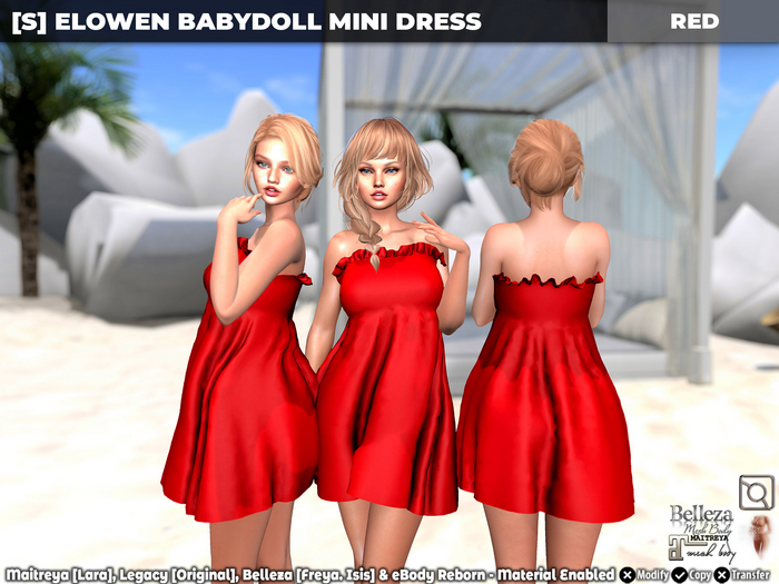 [S] Elowen Babydoll Mini Dress Red