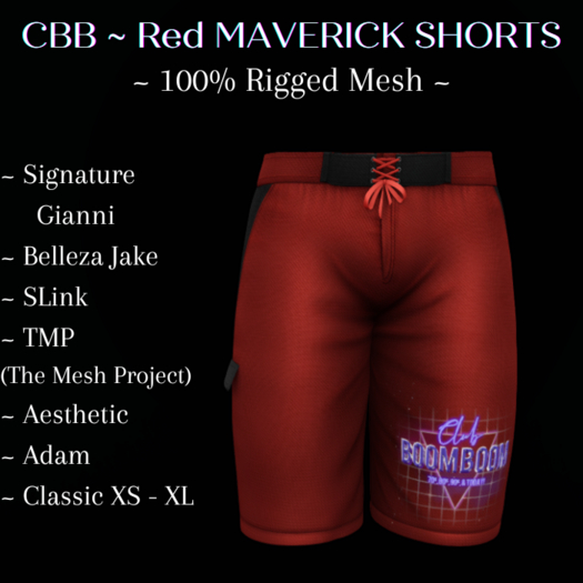 CBB ~ Red MAVERICK SHORTS