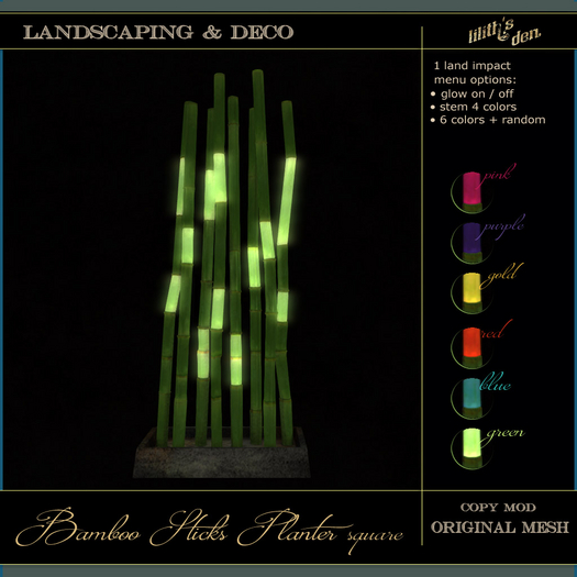 Lilith's Den -  Bamboo Sticks [ p l a n t e r  - s q u a r e ]'