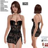SLIT LACE DRESS,MESH BODY