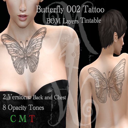 M*W - Butterfly 002 Tattoo  BOM Layers
