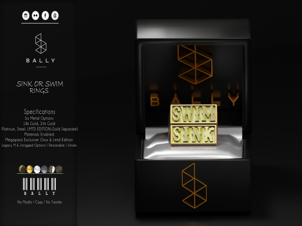 'BALLY' Sink Or Swim Rings 18k Gold