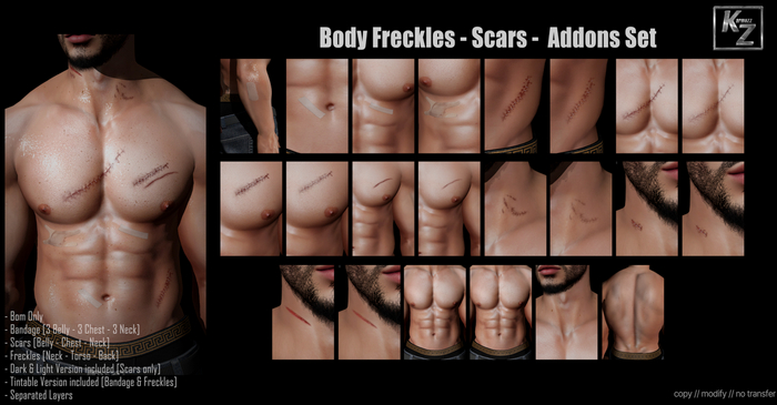 KARMAZZ Body Freckles - Scars -  Addons Set - BOM