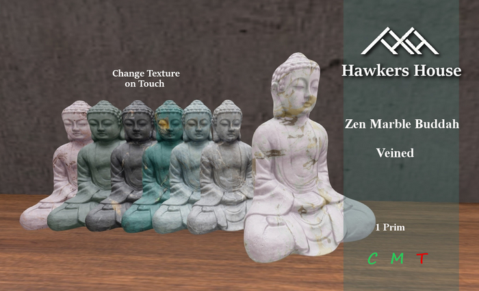 *HH* Zen Marble Buddha Veined