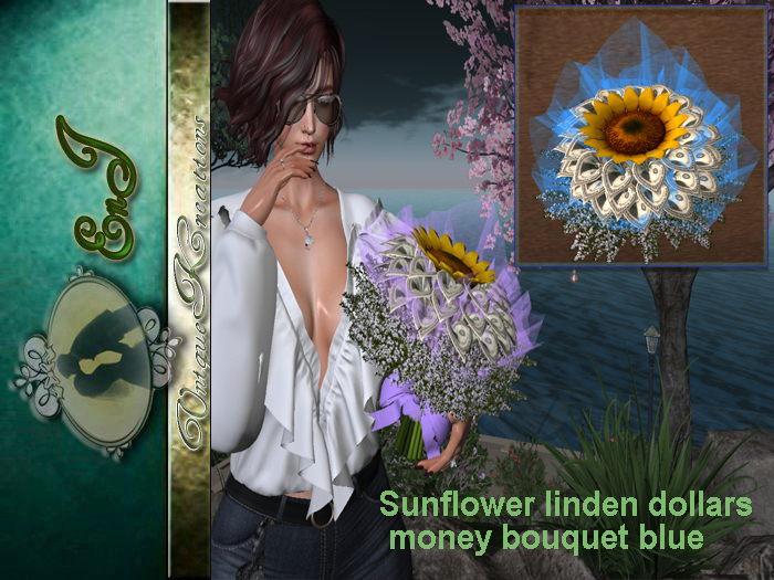 Sunflower linden dollars money bouquet blue