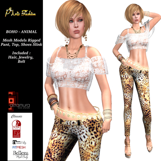 PARIS FASHION - BOHO JEANS ANIMAL M