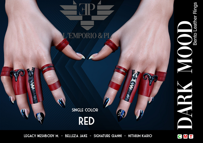 L'Emporio&PL::*Dark Mood*:: Leather Rings- Red-