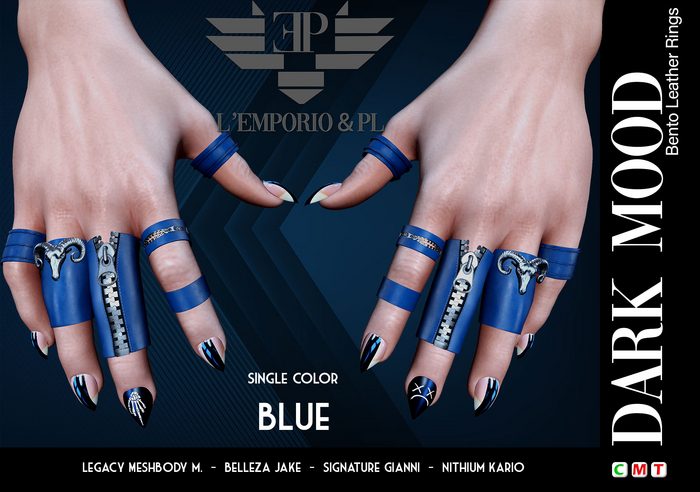 L'Emporio&PL::*Dark Mood*:: Leather Rings-Blue-