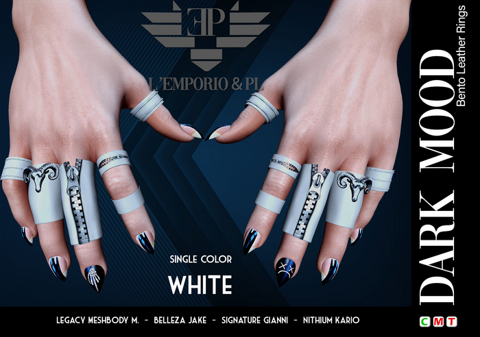 L'Emporio&PL::*Dark Mood*:: Leather Rings-White-