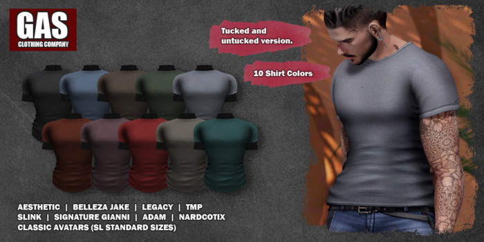 GAS [Men's Shirt Bryan - 10 Colors w/HUD FATPACK]