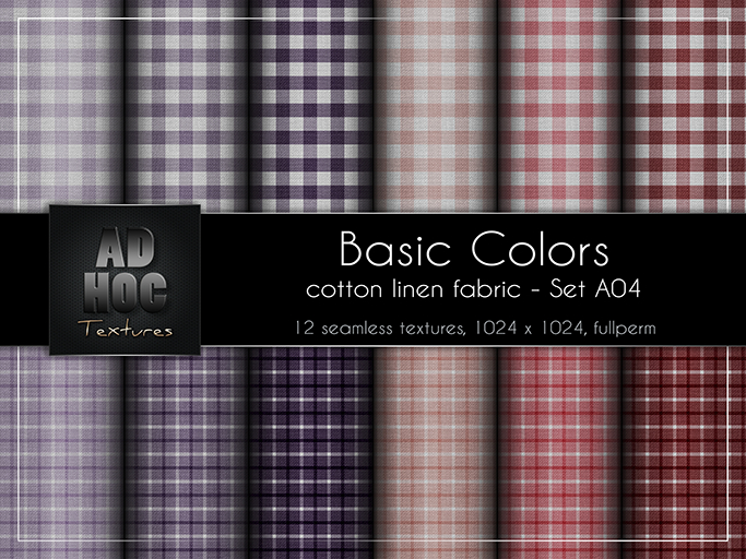 AD HOC - BASIC COLORS - Set A04 - Cotton Linen Fabric (plaid)