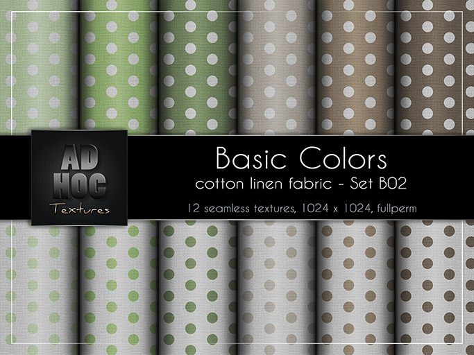 AD HOC - BASIC COLORS - Set B02 - Cotton Linen Fabric (polka dots)