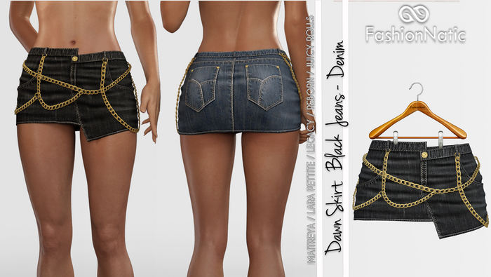Dawn Skirt Black Jeans - Denim - Maitreya, Petite, Legacy, Reborn, Juicy Rolls - FashionNatic