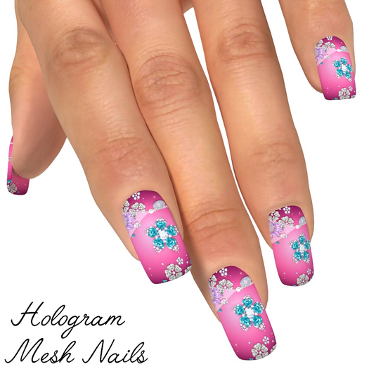 Mesh Nails Slink Pink Gems