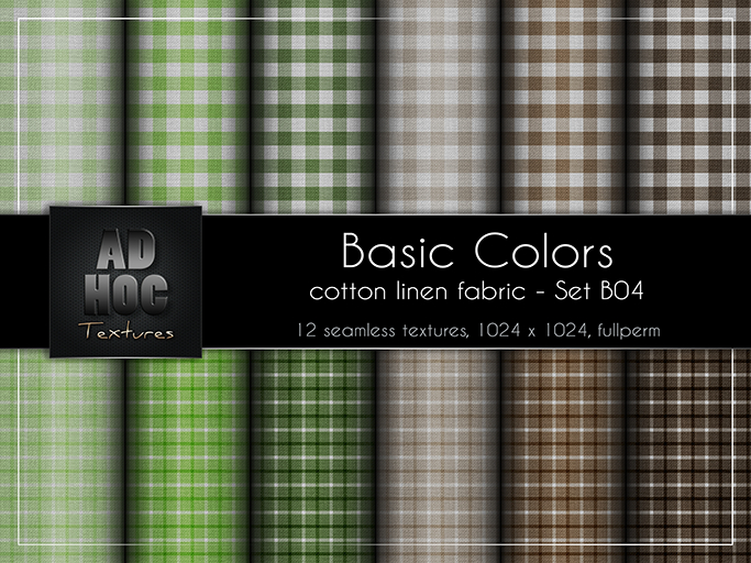 AD HOC - BASIC COLORS - Set B04 - Cotton Linen Fabric (plaid)