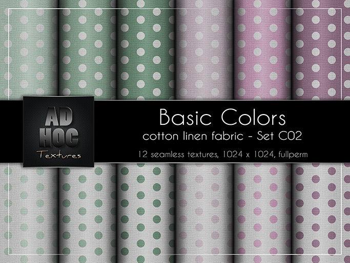 AD HOC - BASIC COLORS - Set C02 - Cotton Linen Fabric (polka dots)