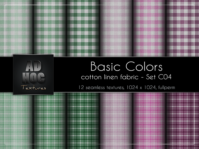 AD HOC - BASIC COLORS - Set C04 - Cotton Linen Fabric (plaid)