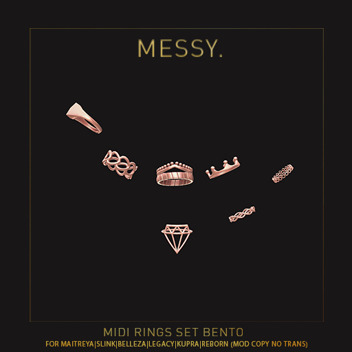 Messy. Midi Rings Set Rosegold