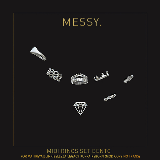 Messy. Midi Rings Set Silver