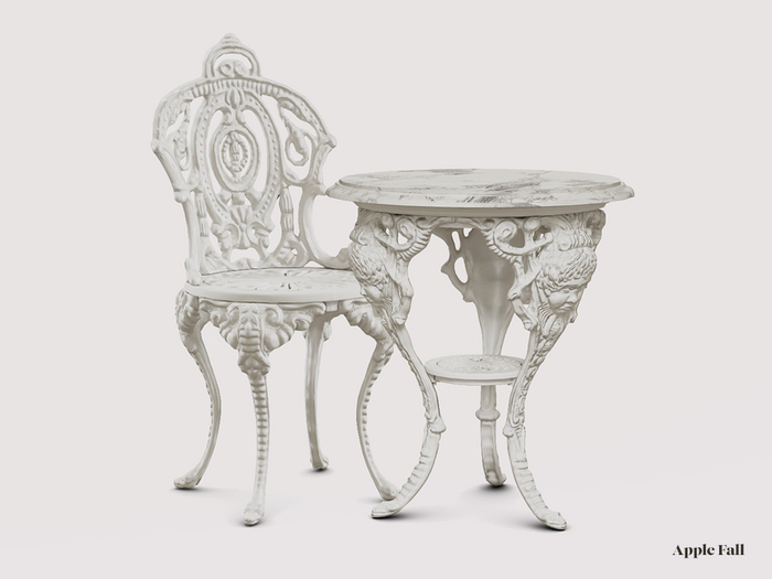 Apple Fall Wrought Iron Chair & Table - White
