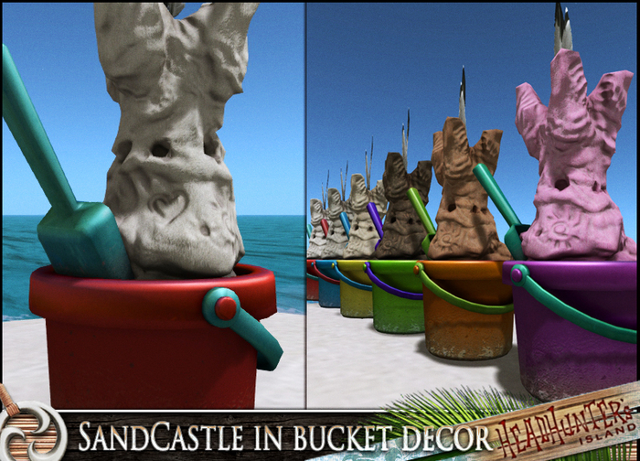 HeadHunter's Island - Sandcastle in bucket set - 6 bucket & sand textures - MESH 